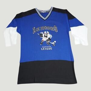 Vintage FILA Hockey Style Jersey Blue Graphic Retro Sports Shirt Men S